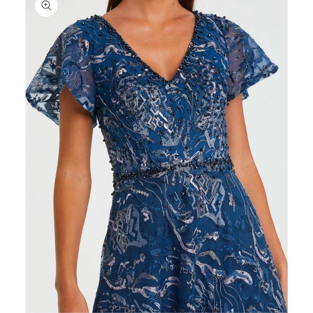 Mac Duggal Women's Embellished Illusion Butterfly Sleeve A-Line Gown size 8 NWT - Picture 3 of 9